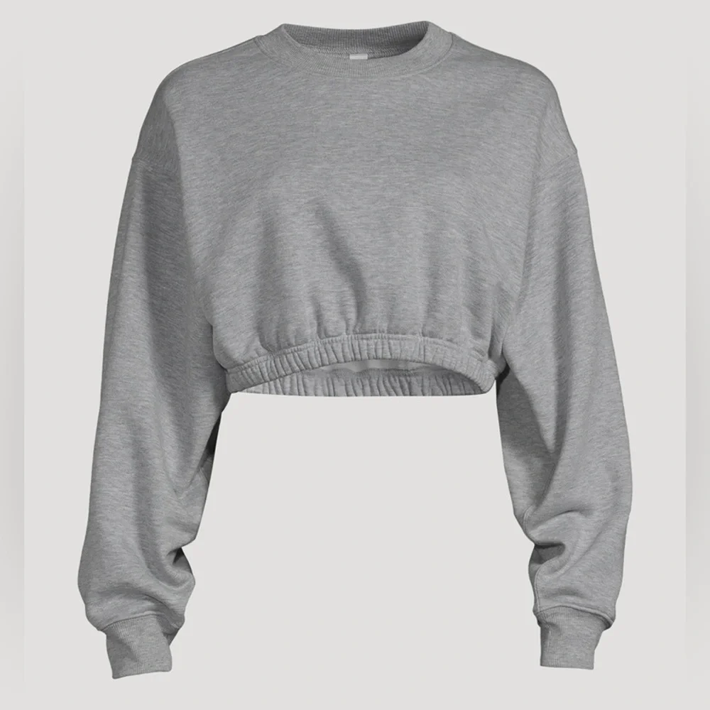 ALO Yoga Devotion Crew Neck Pullover Sweatshirt in Heather Gray